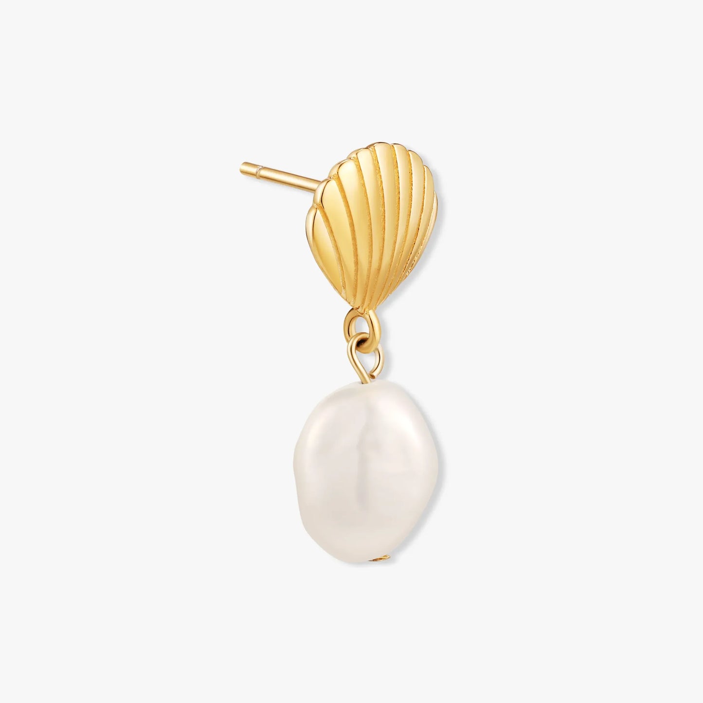 Seashell Pearl Dangle Earrings In Gold