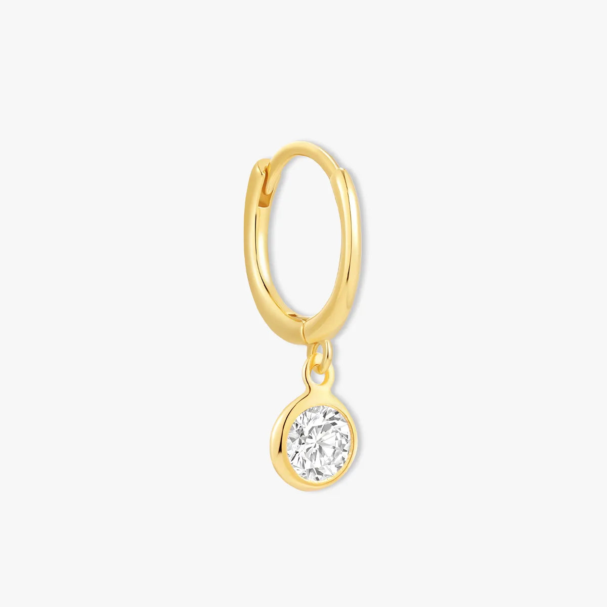 Bezel Drop Dangle Hoops in Gold