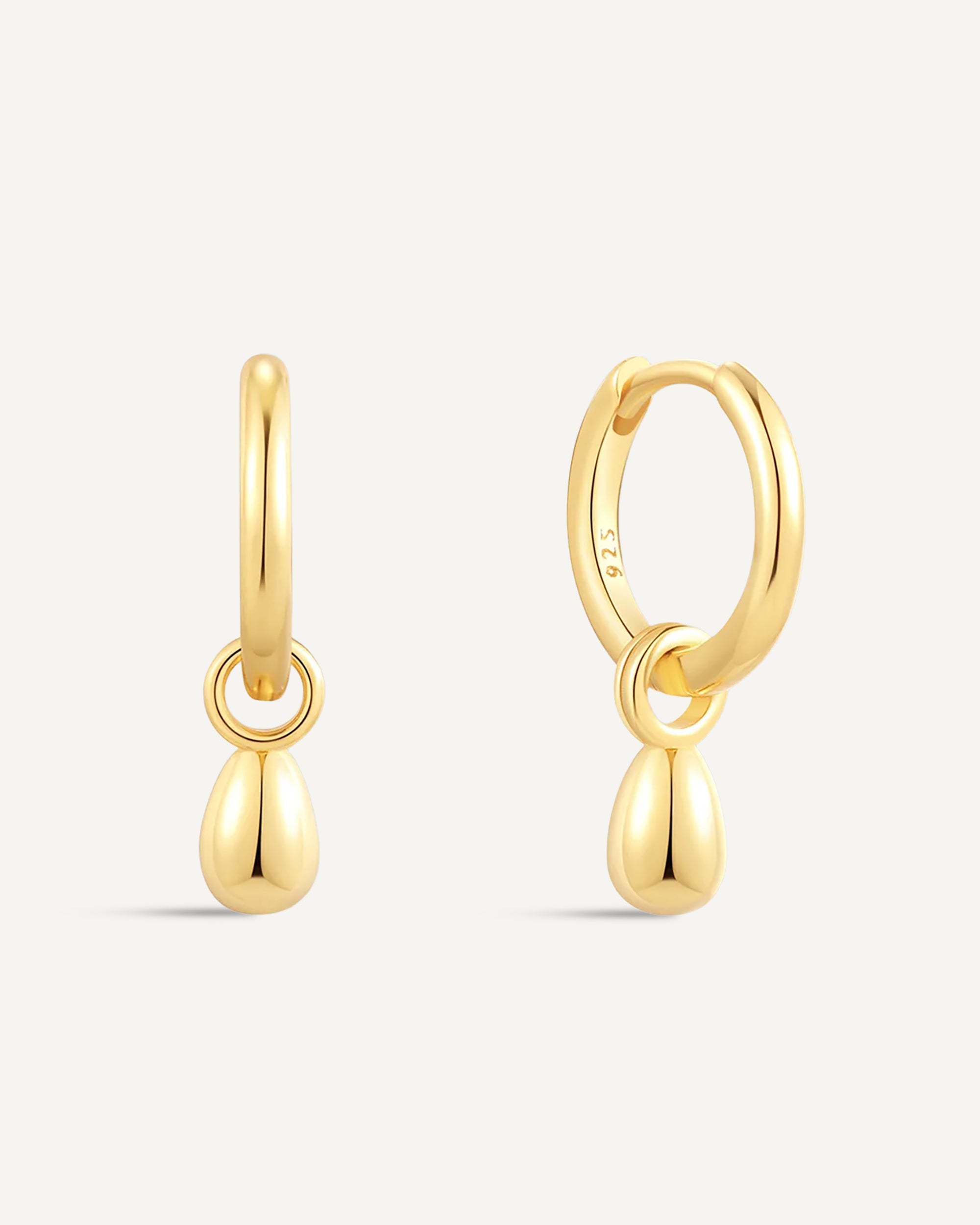 Chic Teardrop Dangle Hoops in Gold
