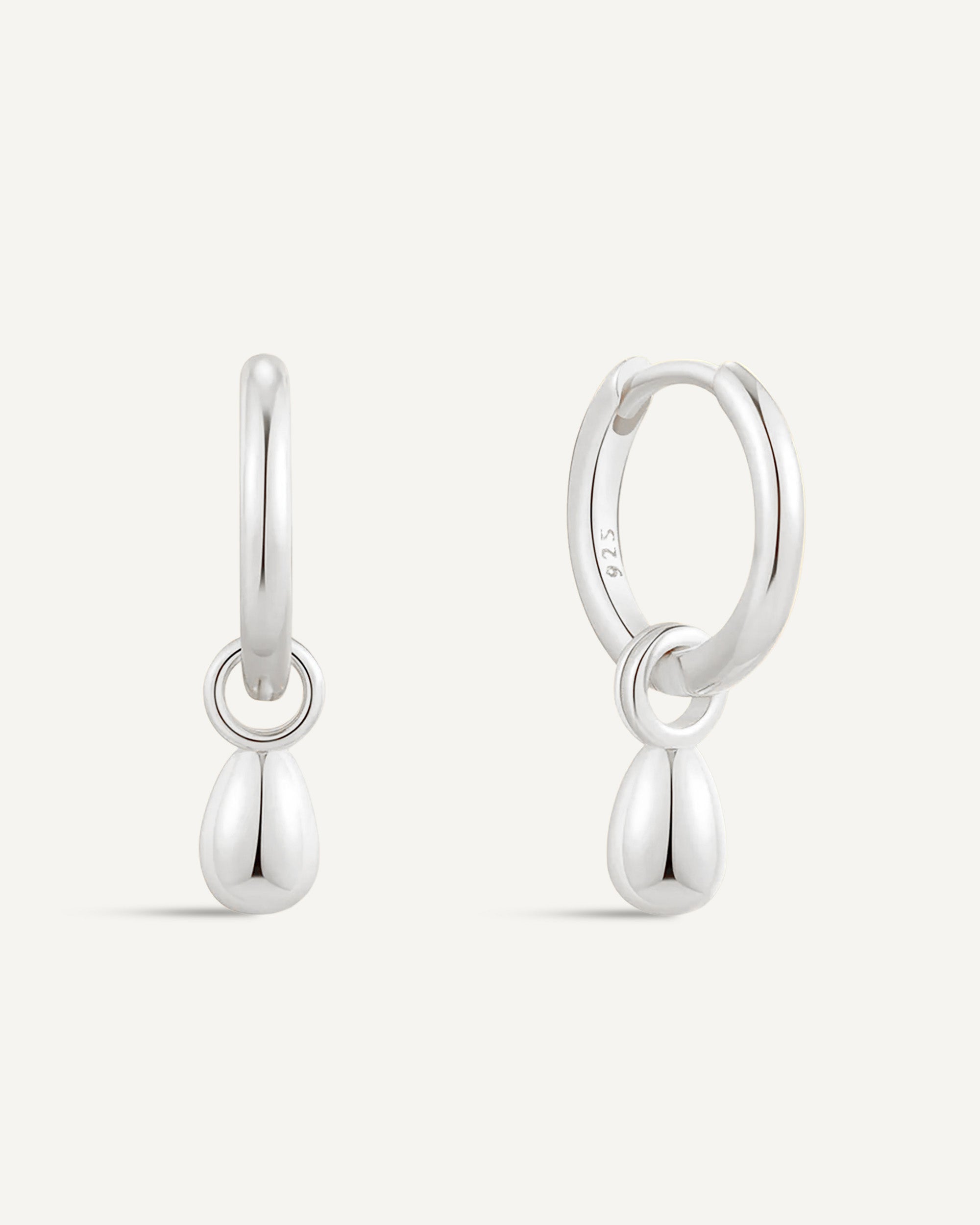 Chic Teardrop Dangle Hoops in Silver