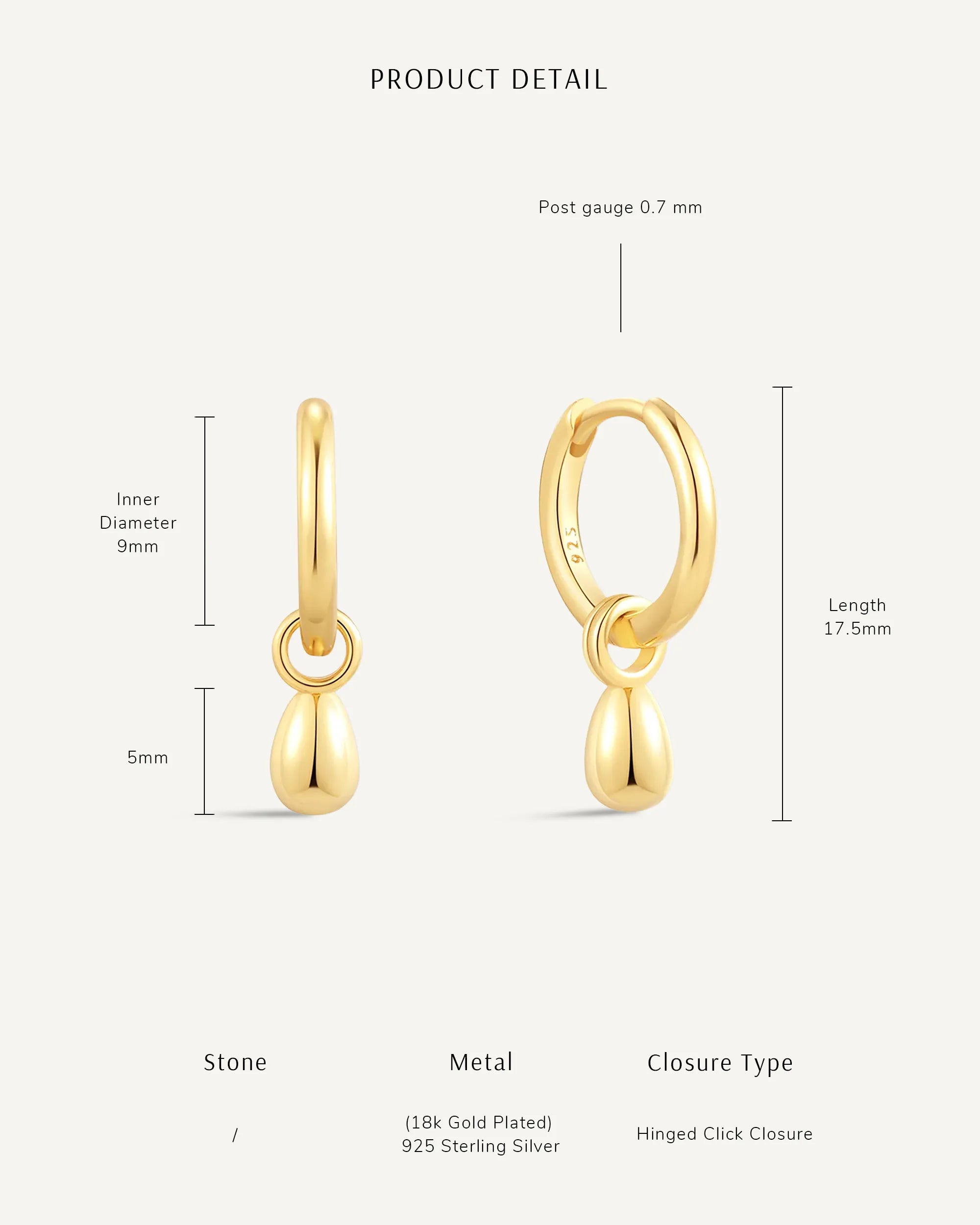 Chic Teardrop Dangle Hoops in Gold