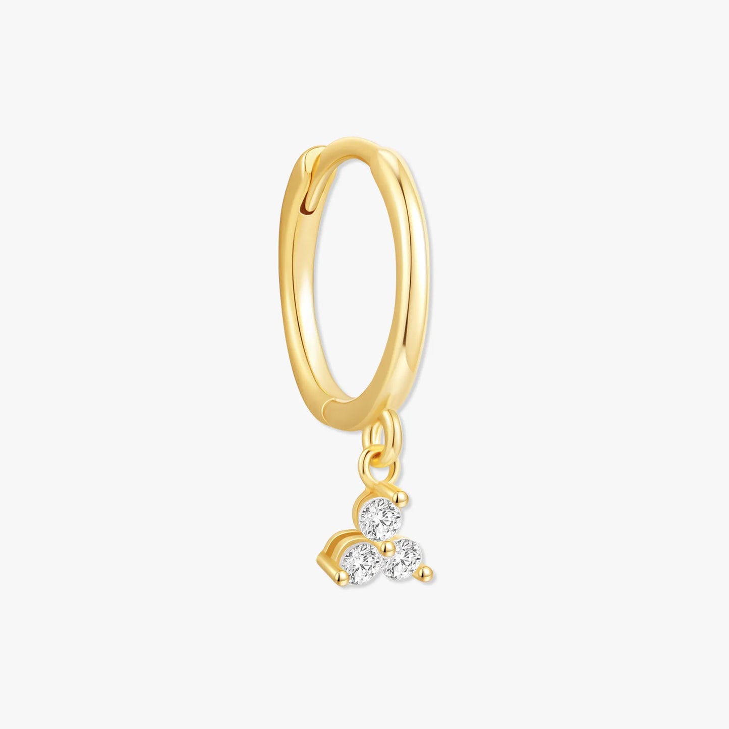 Triple Crystal Dangle Hoops in Gold