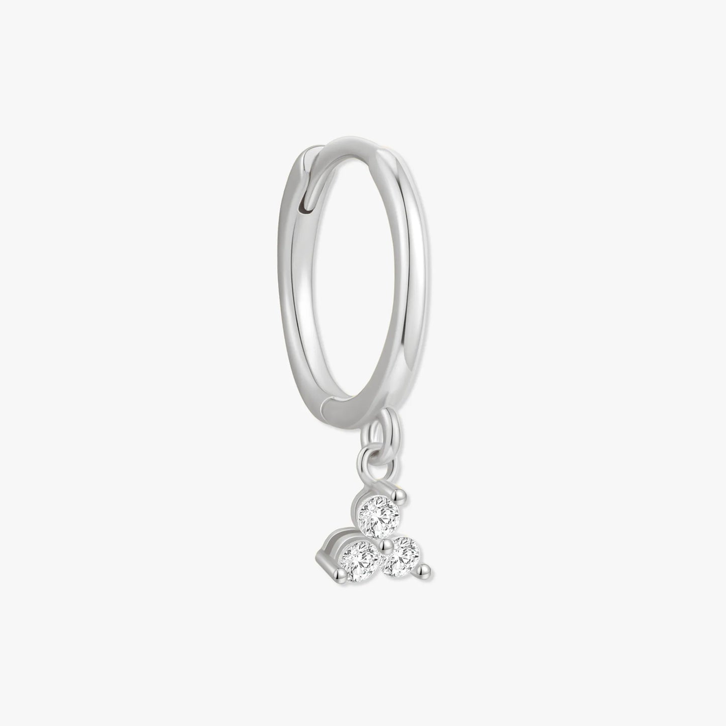 Triple Crystal Dangle Hoops in Silver