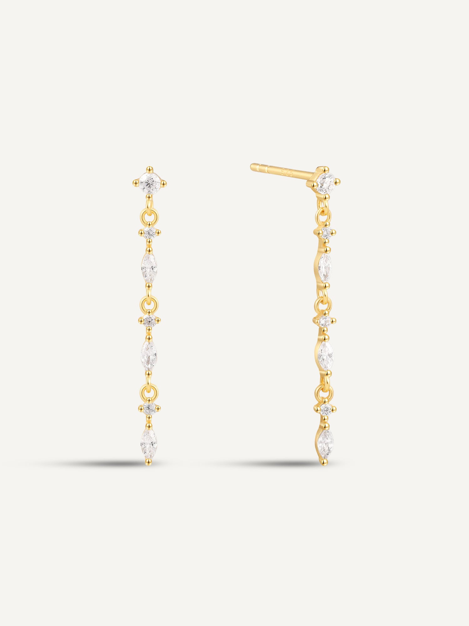 Crystal Chain Dangle Earrings In Gold