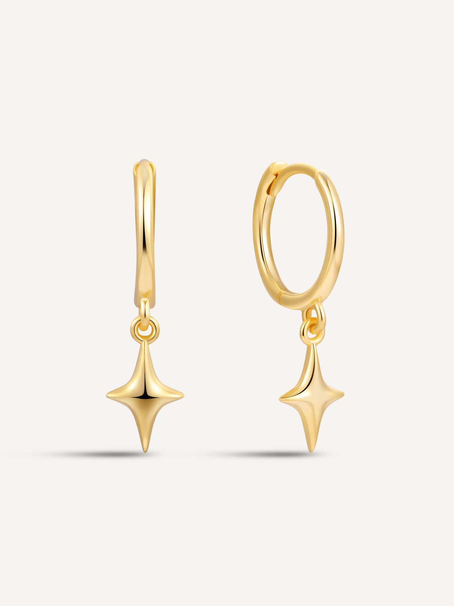 Polished Star Charm Dangle Earrings In Gold