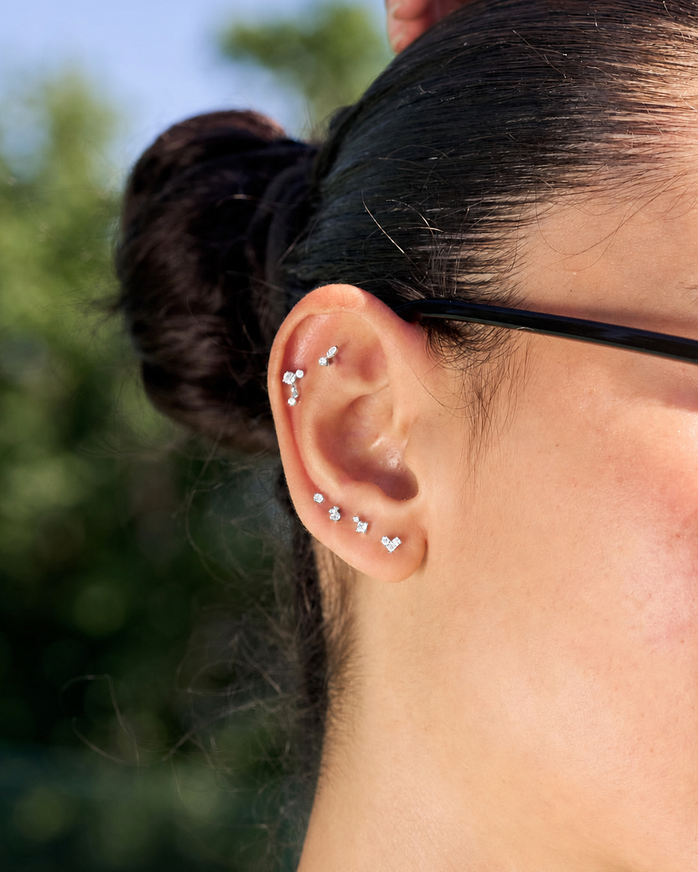 Titanium Princess Duo Flat Back Stud In Silver