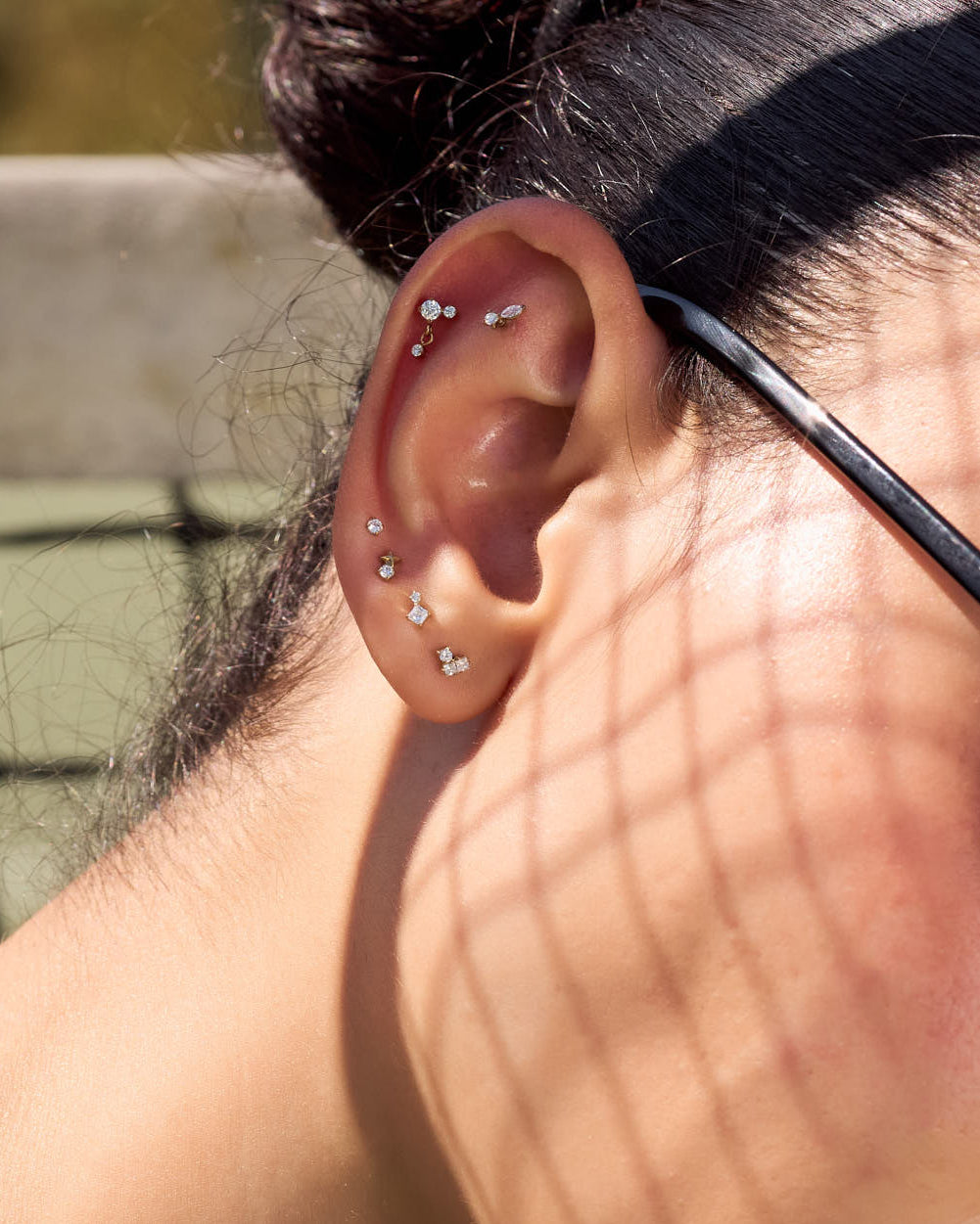 Titanium Princess Duo Flat Back Stud In Gold