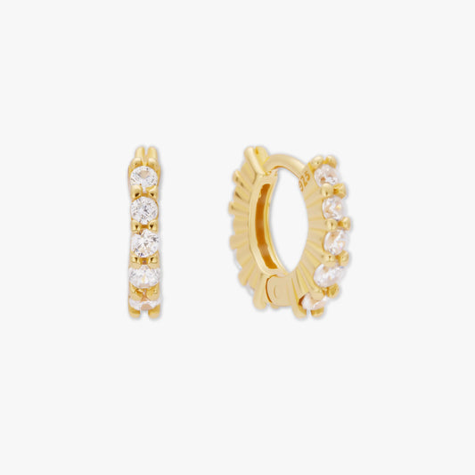 Dainty Crystal Helix Hoops in Gold