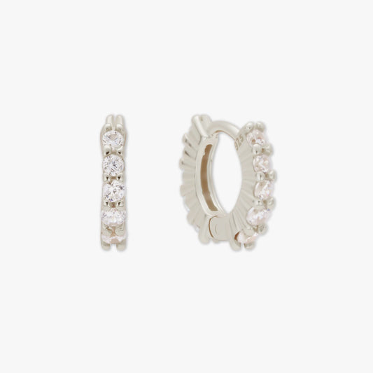 Dainty Crystal Helix Hoops in Silver