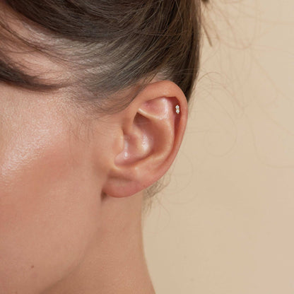 Duo Crystal Piercing Studs In Gold