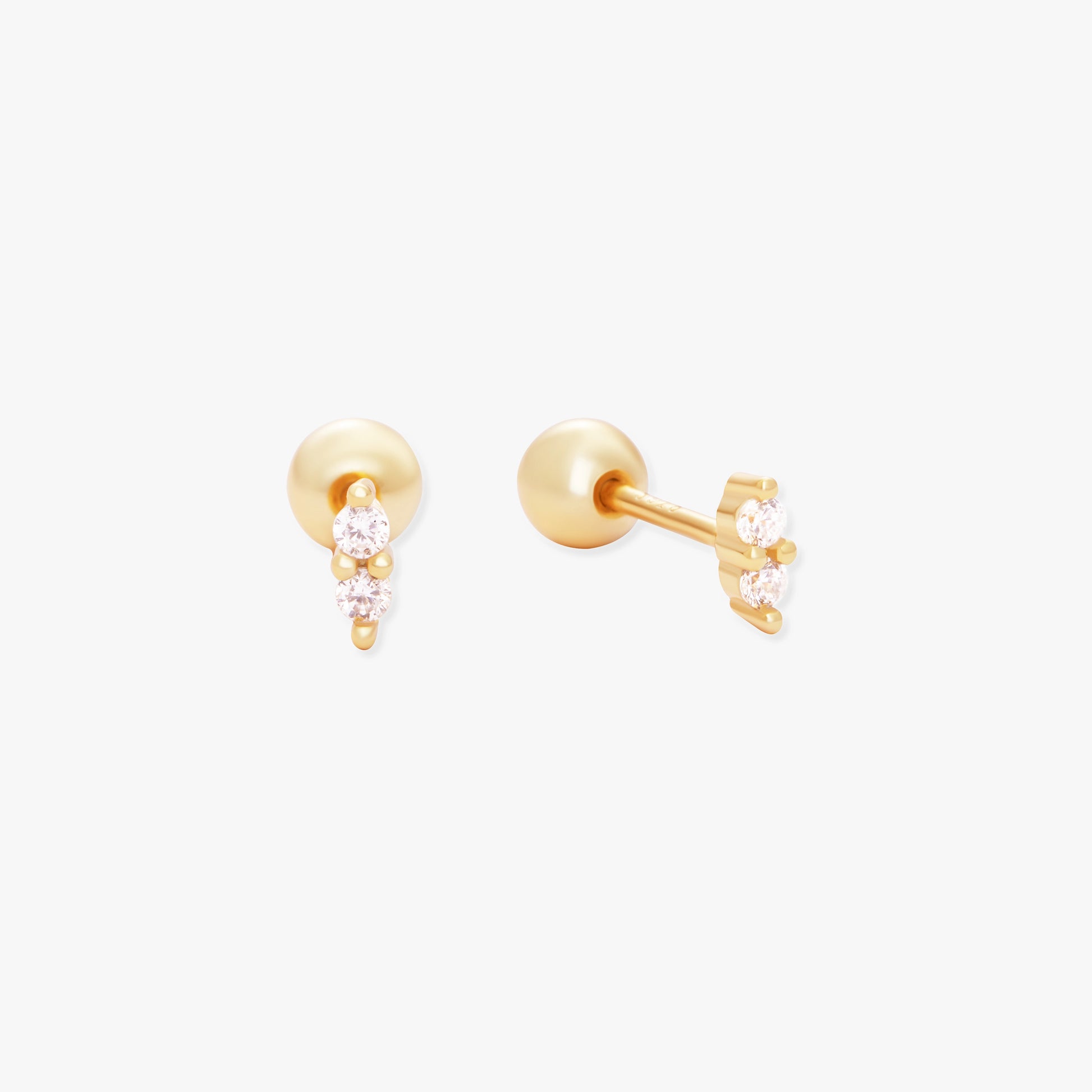 Duo Crystal Barbell Studs In Gold