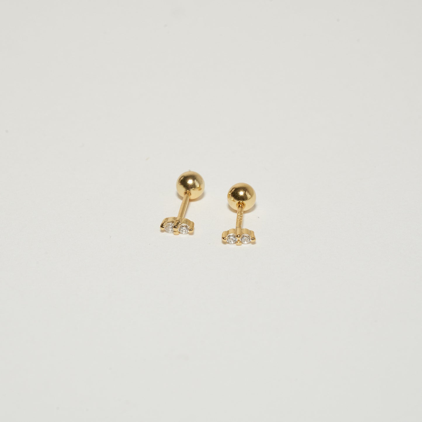 Duo Crystal Barbell Studs In Gold