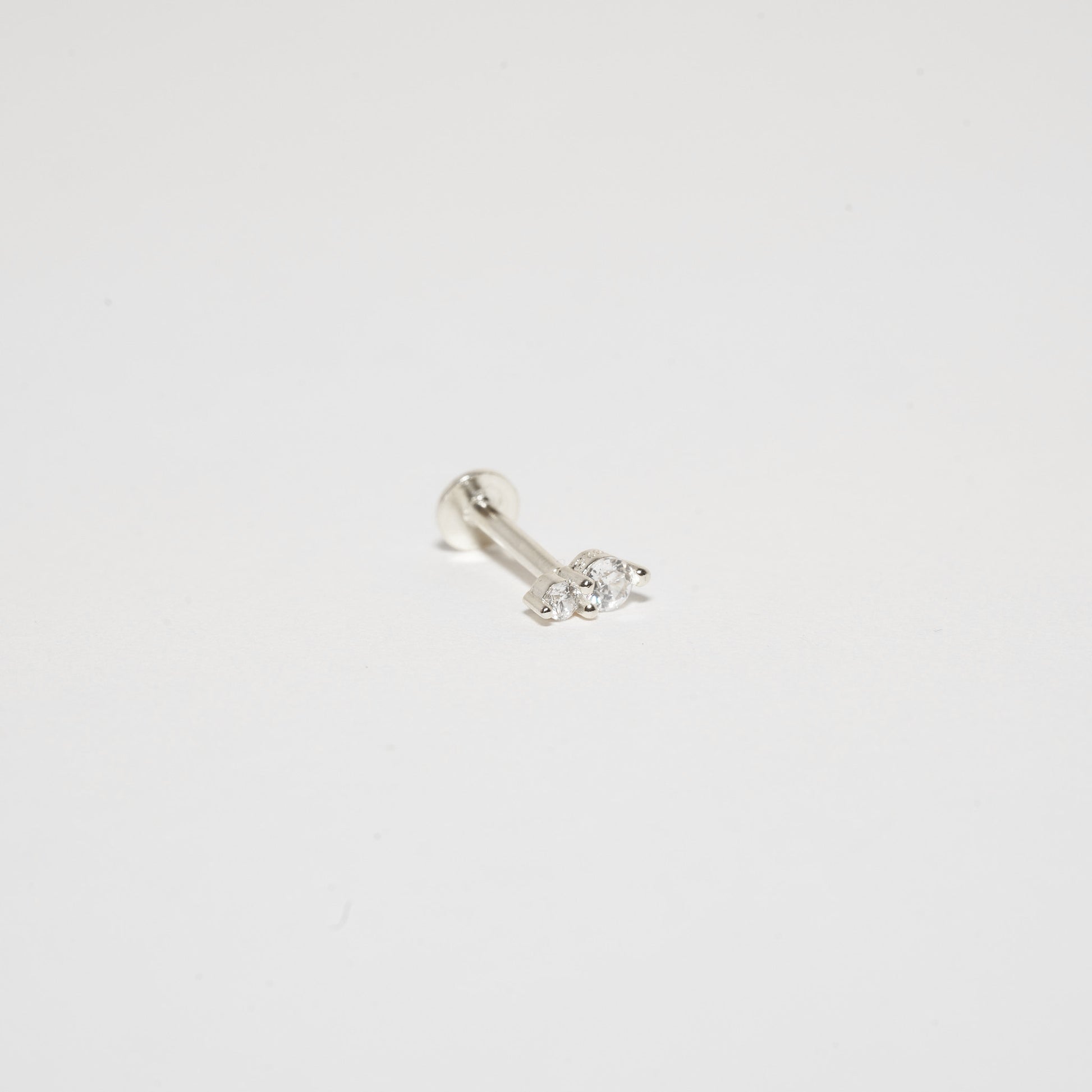Duo Crystal Flat Back Studs In Silver