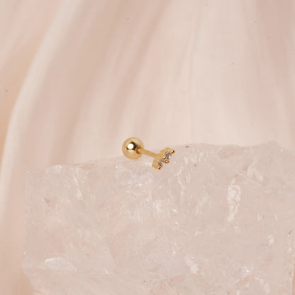 Duo Crystal Barbell Studs In Gold - LÉA