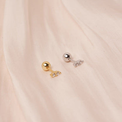 Duo Crystal Barbell Studs In Gold - LÉA