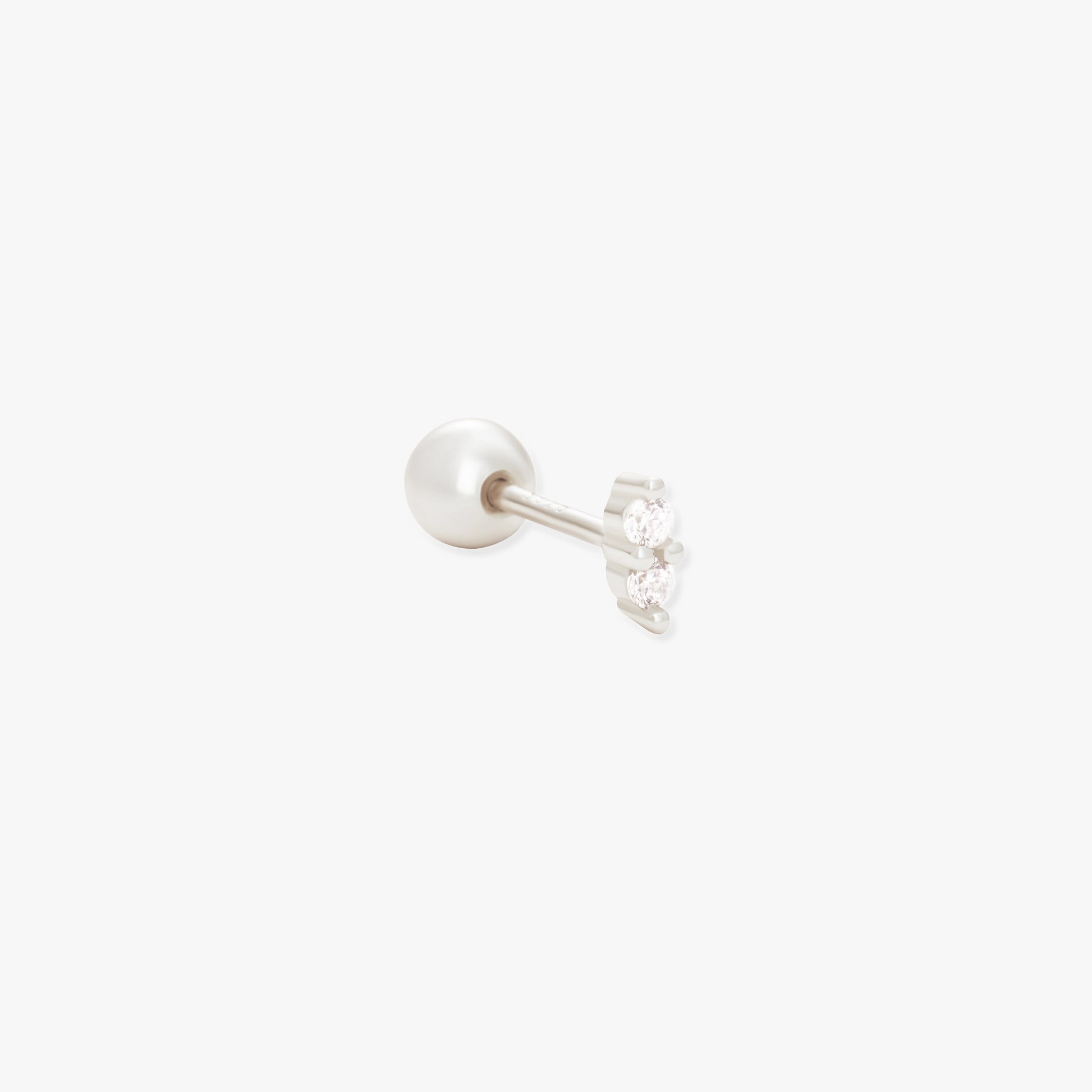 Duo Crystal Barbell Studs In Silver - LÉA