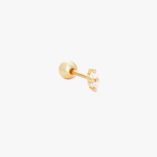 Duo Helix Crystal Barbell Stud In Gold