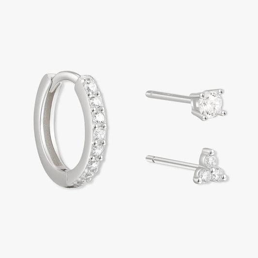 Essential Crystal Earring Set in Silver