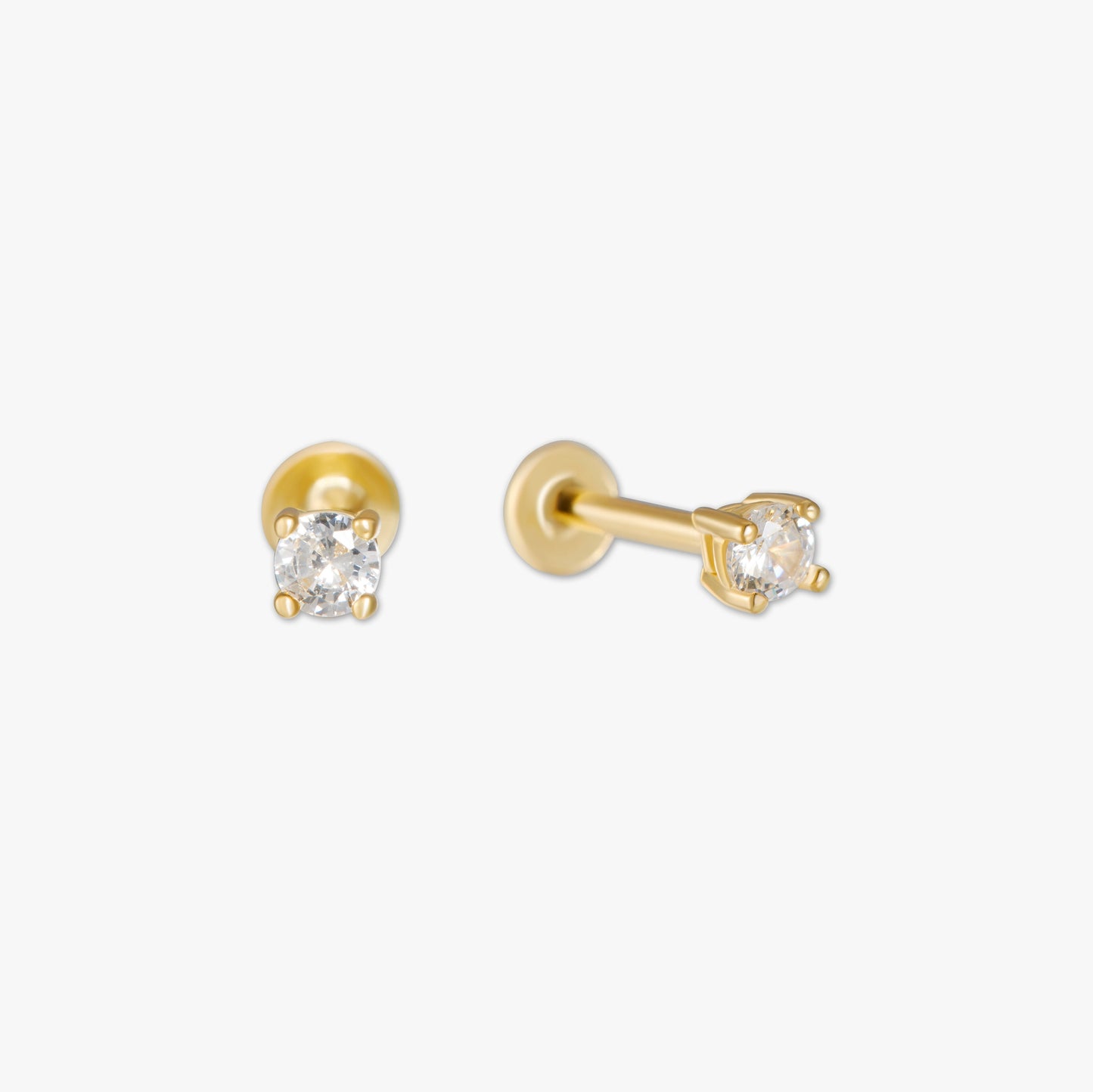 Essential Flat Back Diamond Studs In Gold