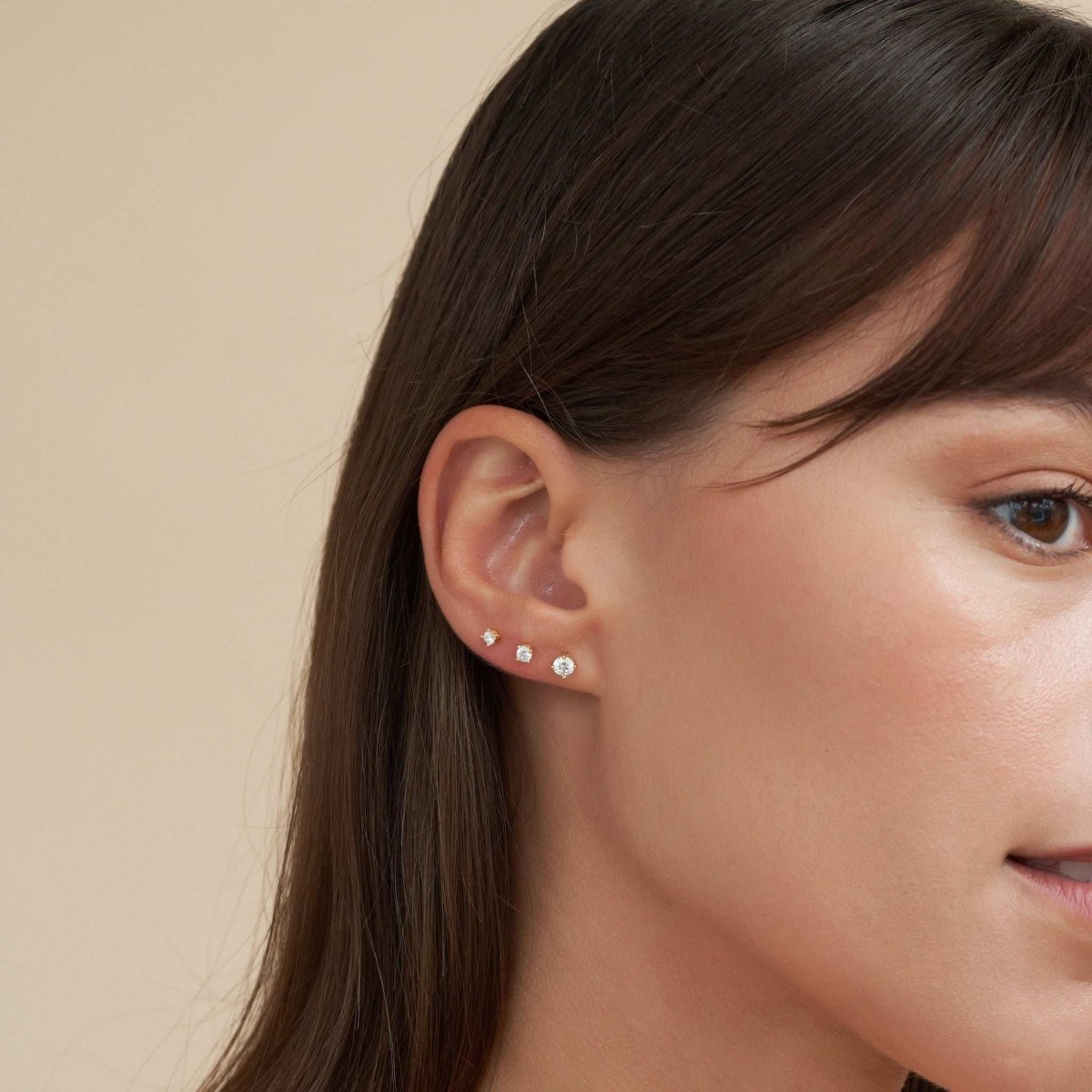 Essential Flat Back Diamond Studs In Gold