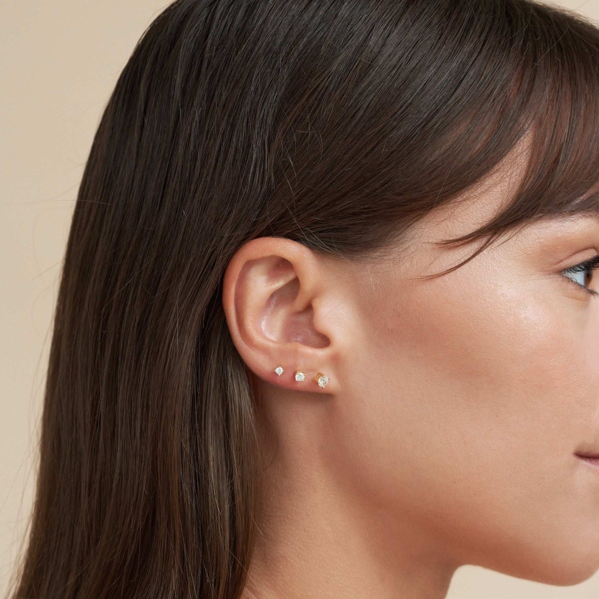 Essential Flat Back Diamond Studs In Gold
