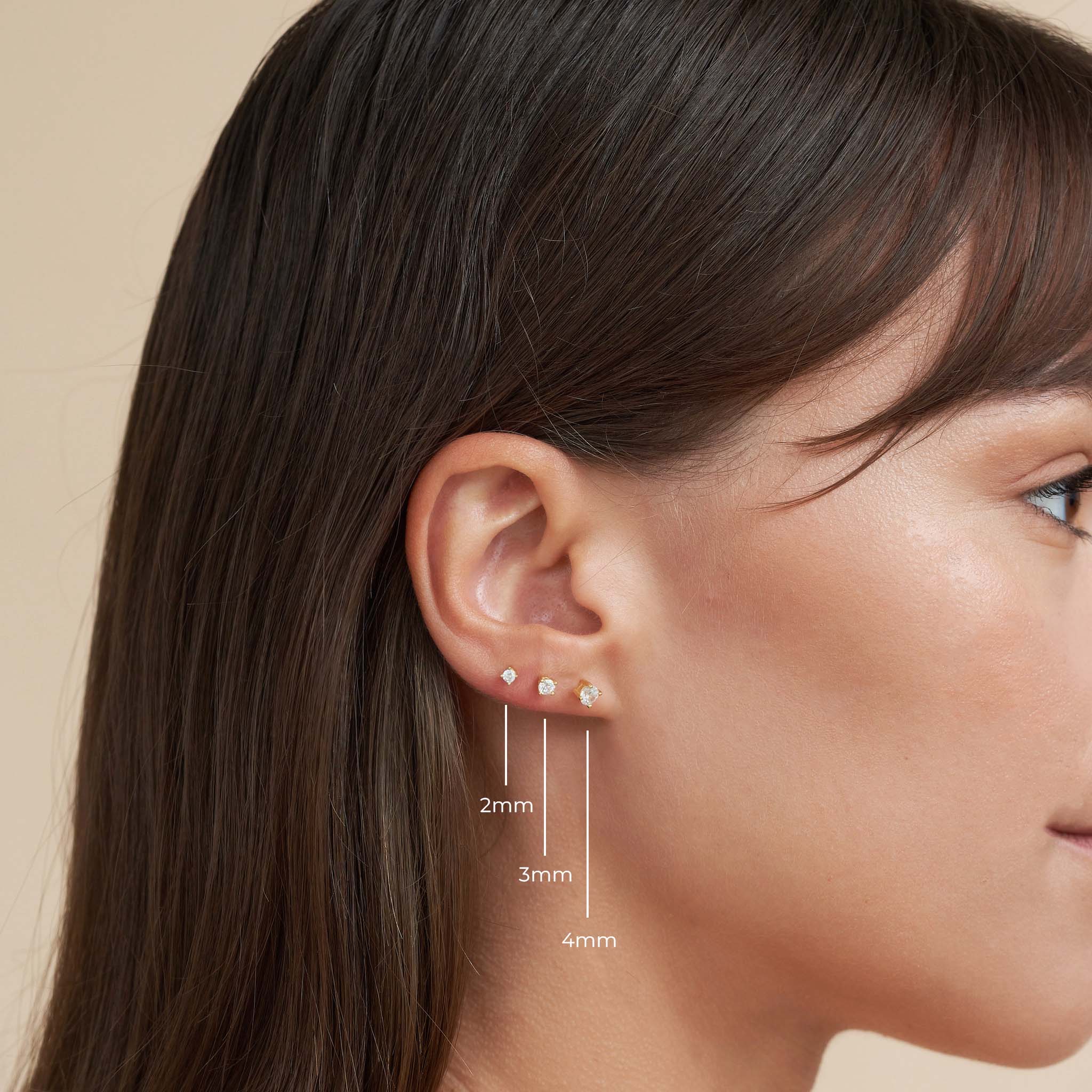 Essential Flat Back Diamond Studs In Gold