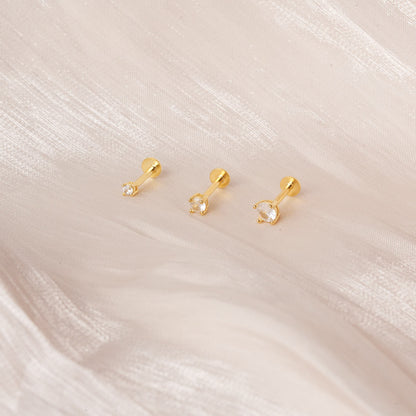 Essential Flat Back Diamond Studs In Gold
