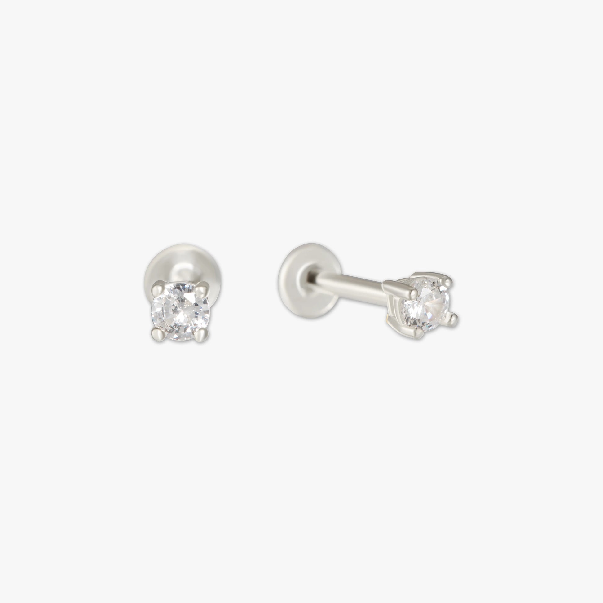Essential Flat Back Diamond Studs In Silver