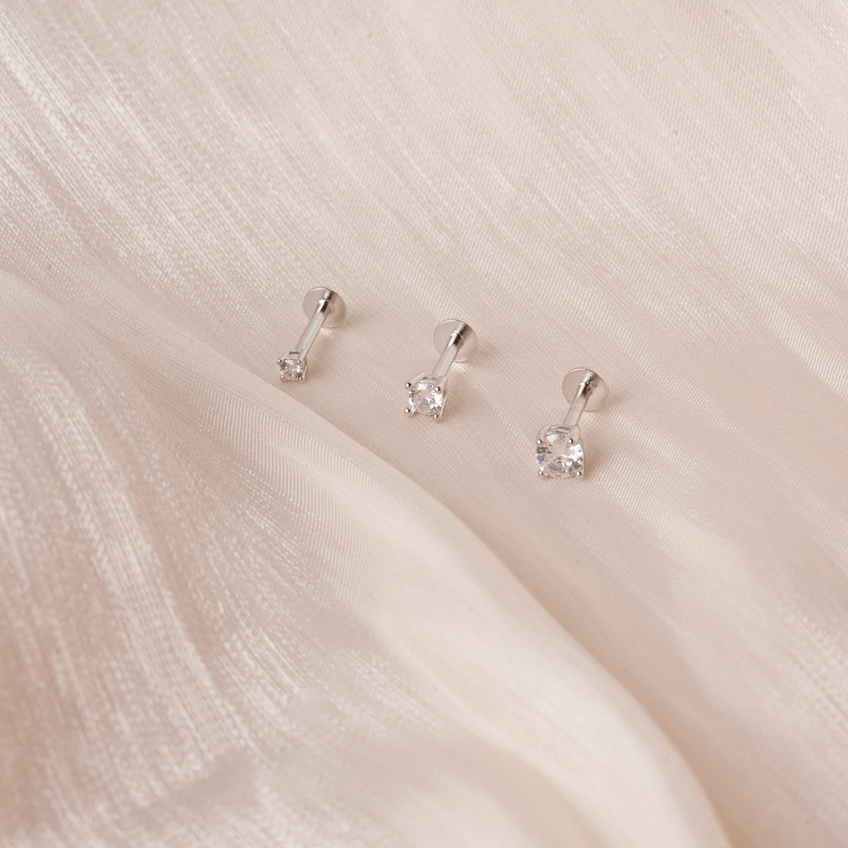 Essential Flat Back Diamond Studs In Silver