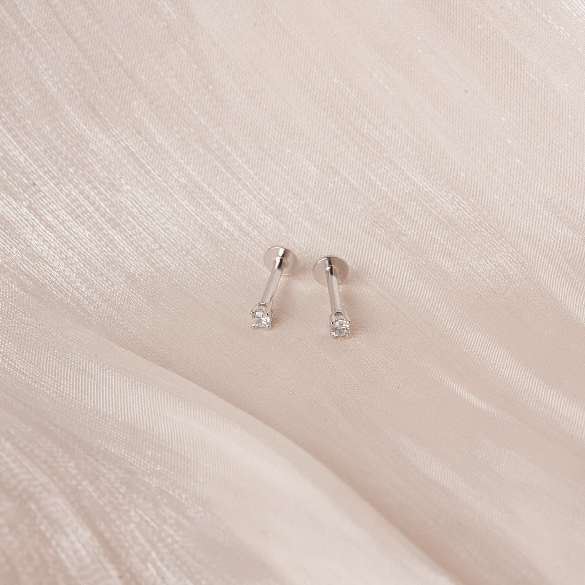 Essential Flat Back Diamond Studs In Silver