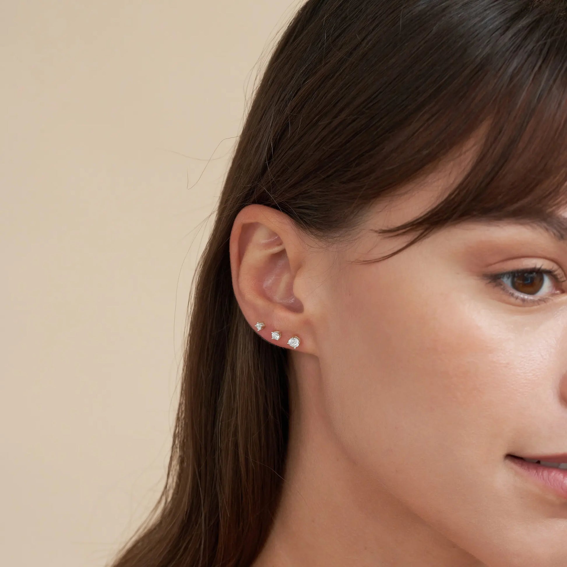 Essential Flat Back Diamond Studs In Silver