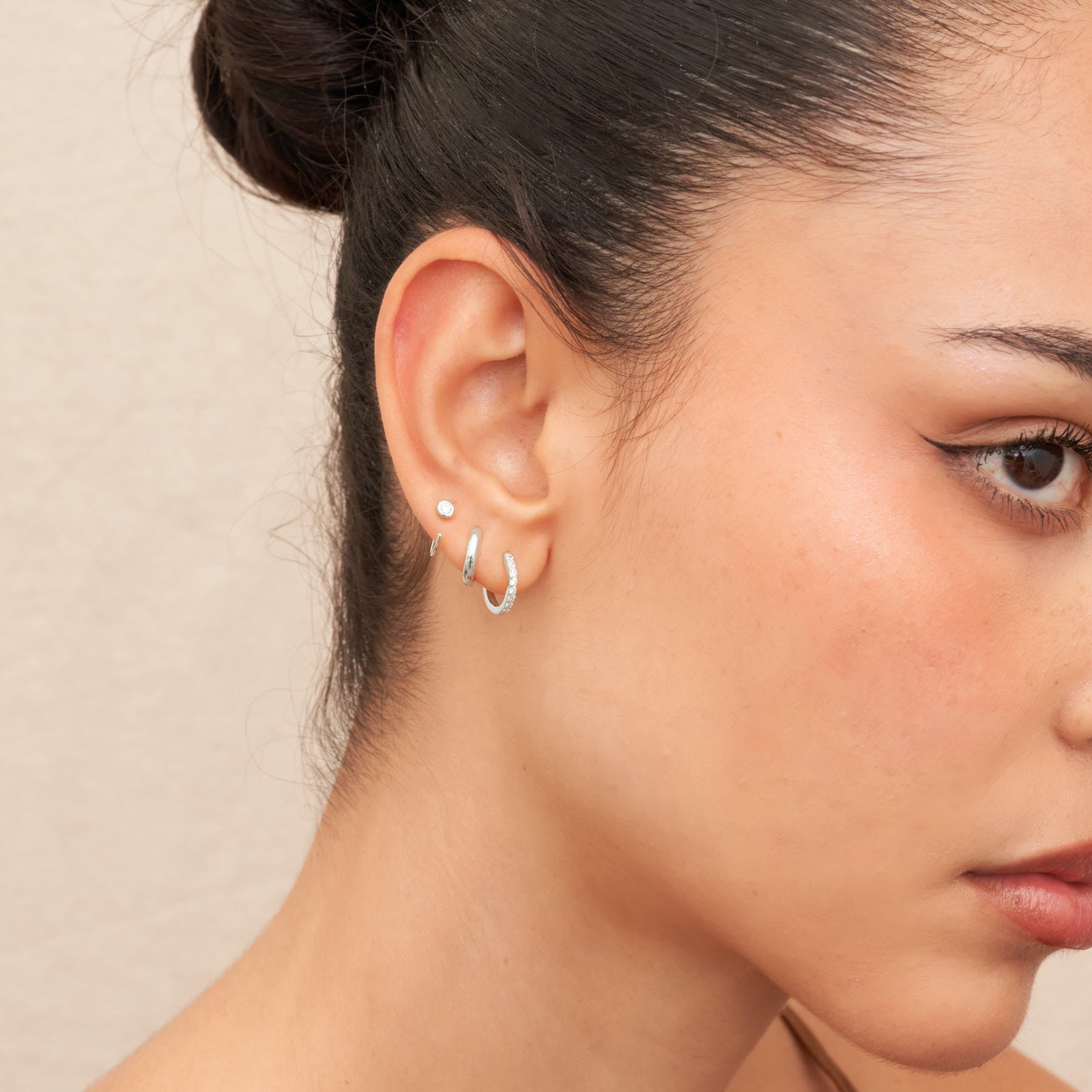 Essential Hoops Set with Crystals In Silver