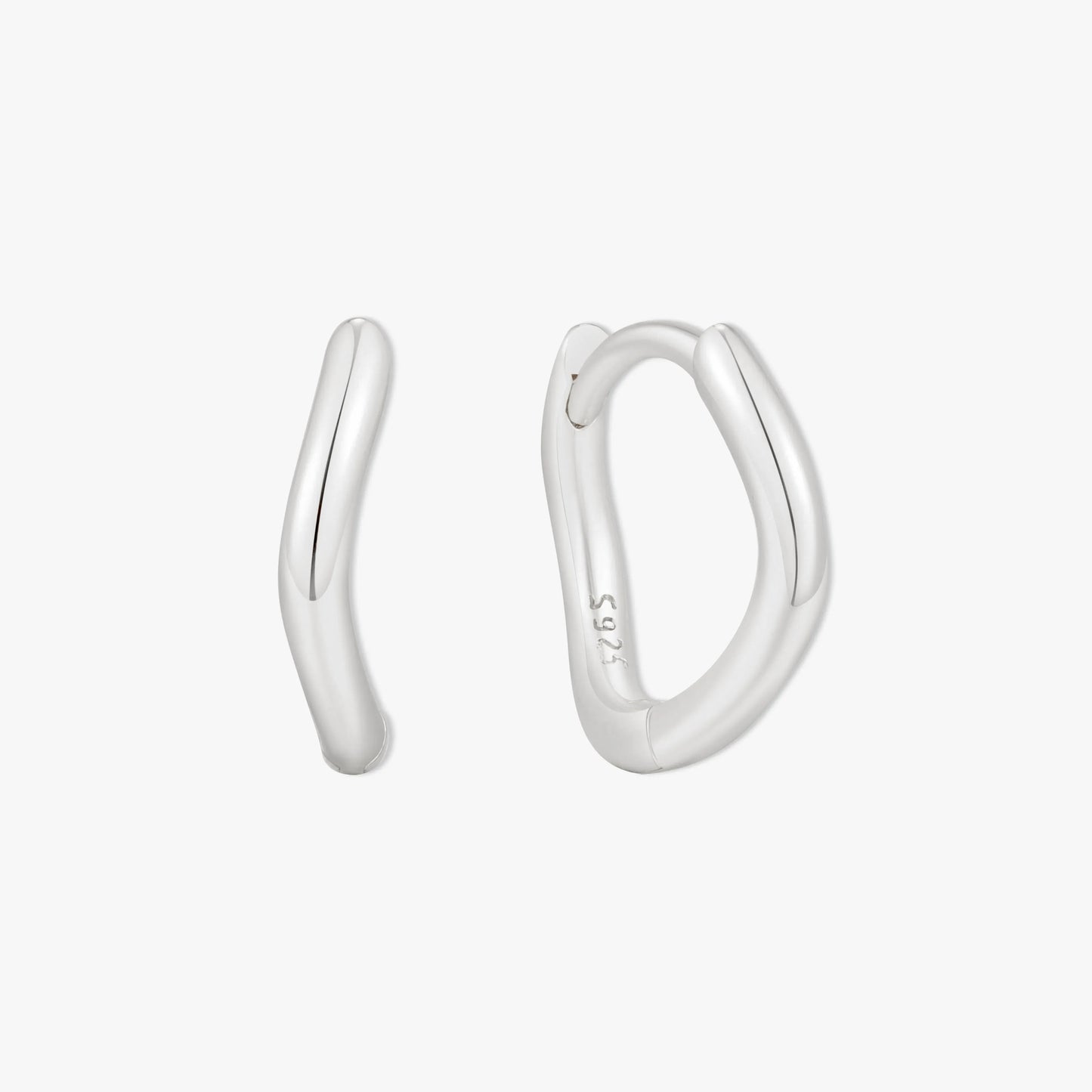 Silver hoop earrings on a white background