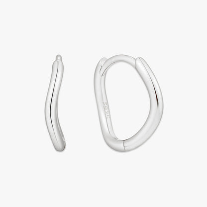 Silver hoop earrings on a white background