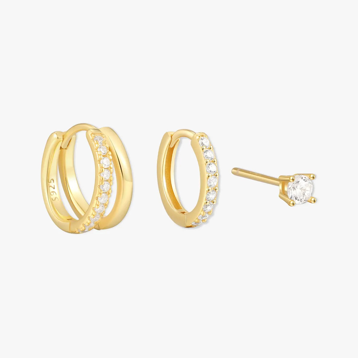 Everyday Crystal Huggies Set in Gold