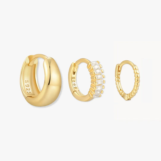 Everyday Huggie Hoops Set in Gold