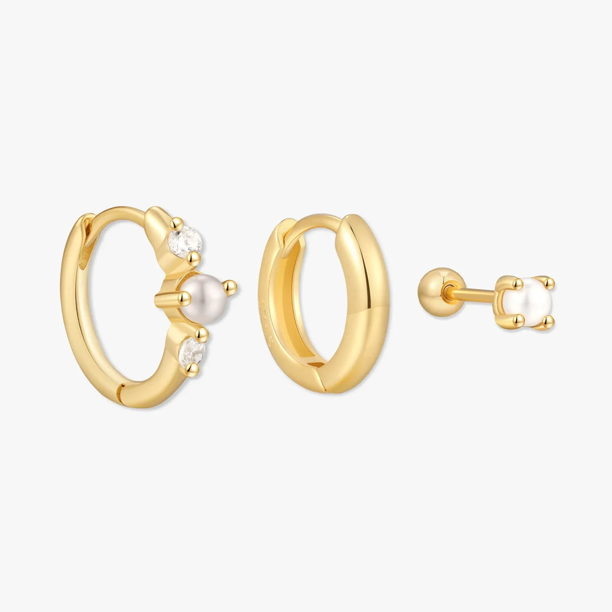 Everyday Pearl Hoop Set In Gold