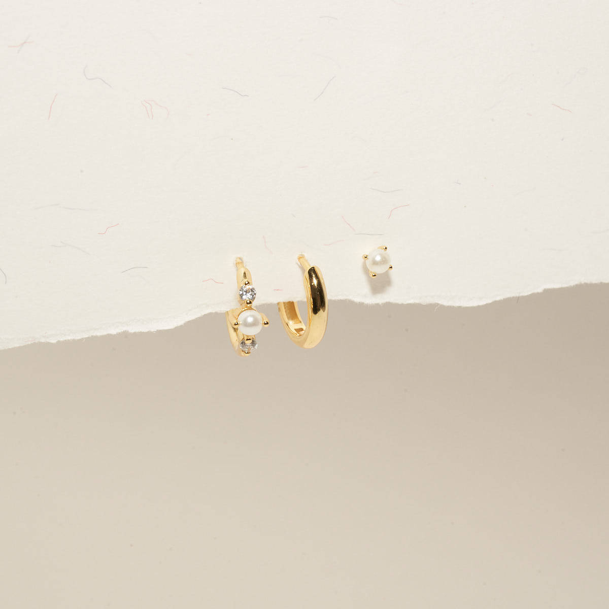 Everyday Pearl Hoop Stack In Gold