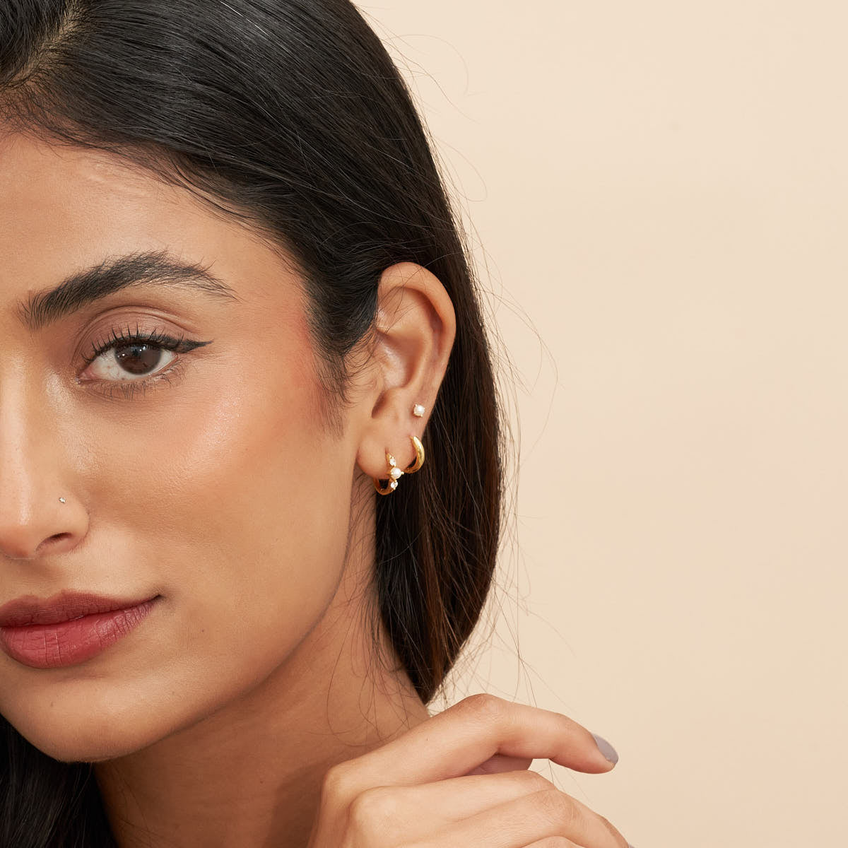 Everyday Pearl Hoop Stack In Gold