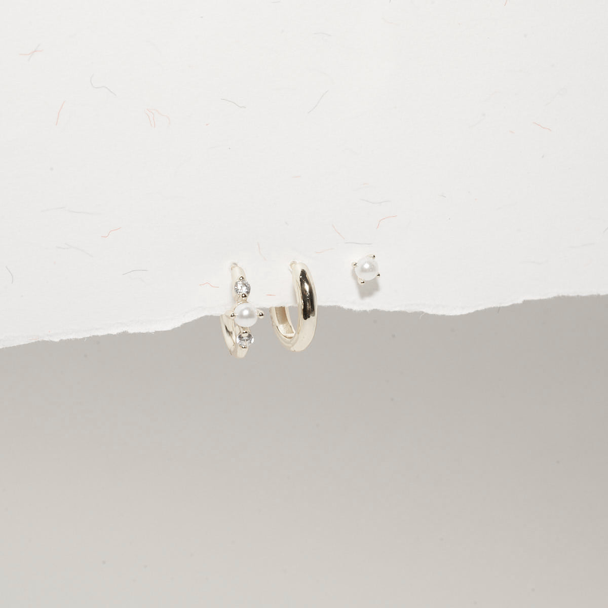Everyday Pearl Hoop Stack In Silver