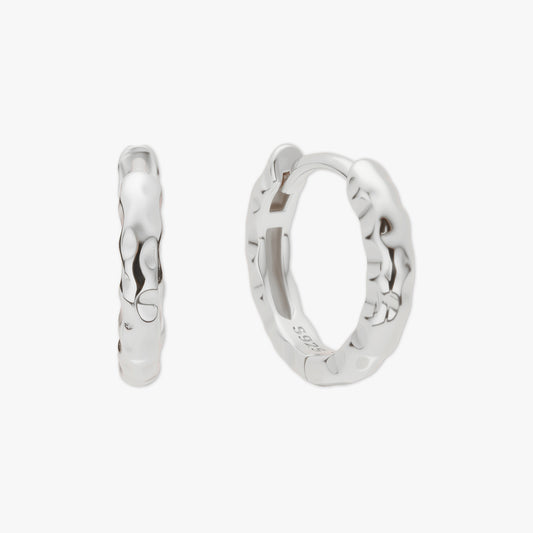 Everyday Textured Hoops in Silver