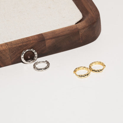 Everyday Textured Hoops in Silver