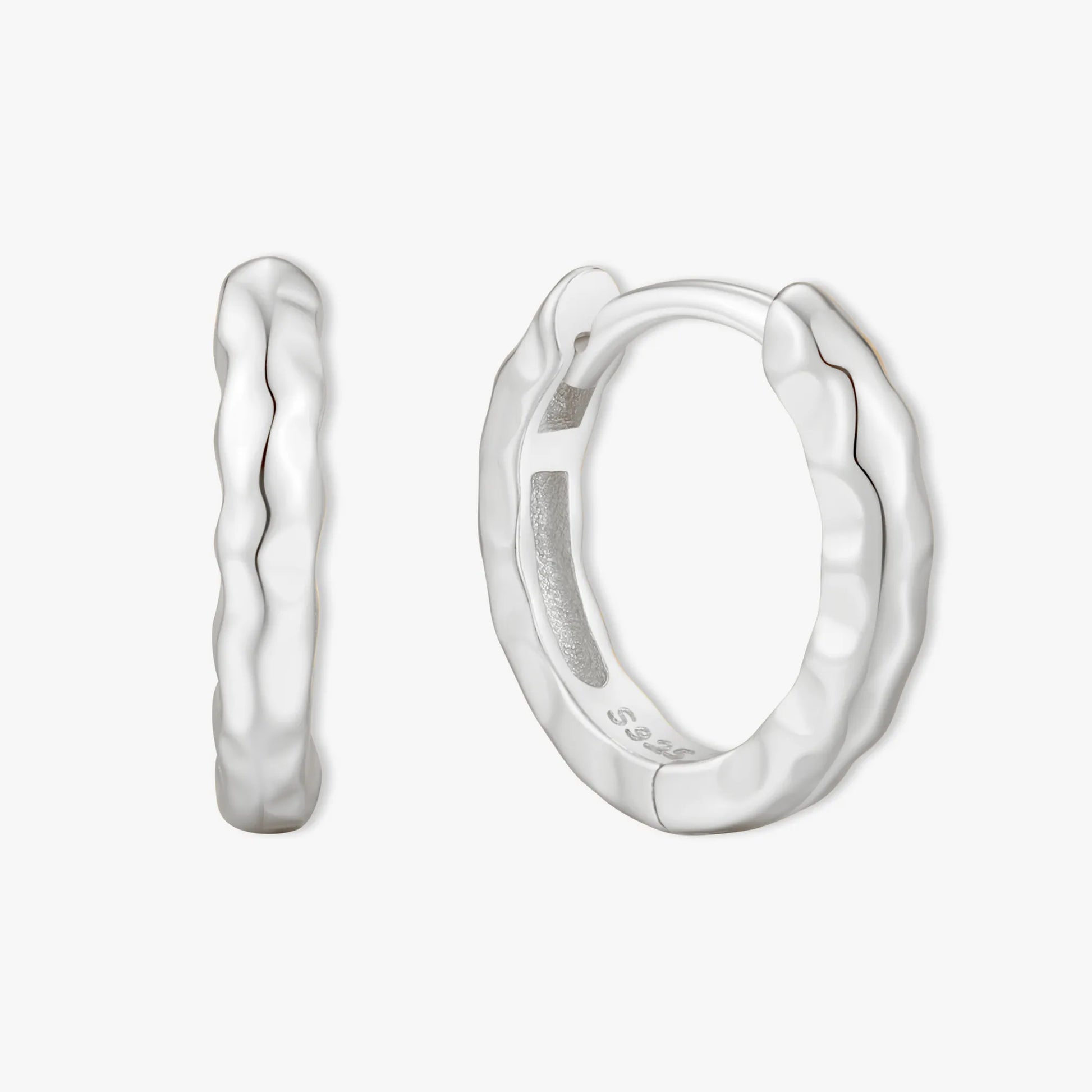 Everyday Textured Hoops in Silver