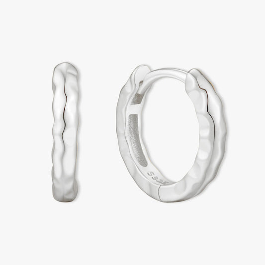 Everyday Textured Hoops in Silver