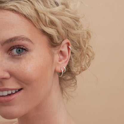 Everyday Textured Hoops in Silver