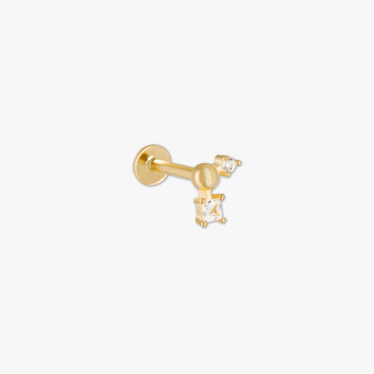 Geometric Crystal Cartilage Stud in Gold