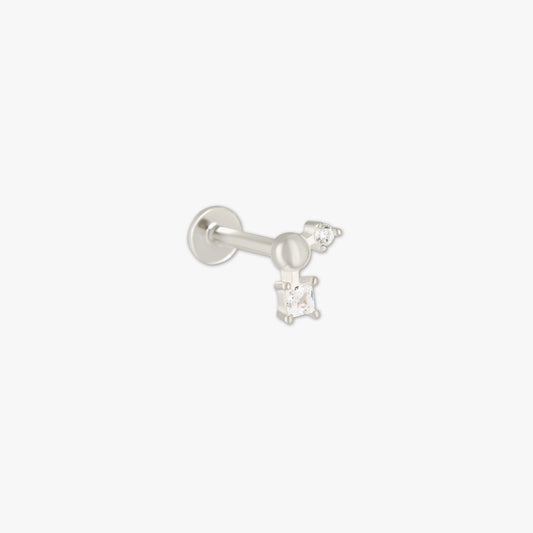 Geometric Crystal Cartilage Stud in Silver