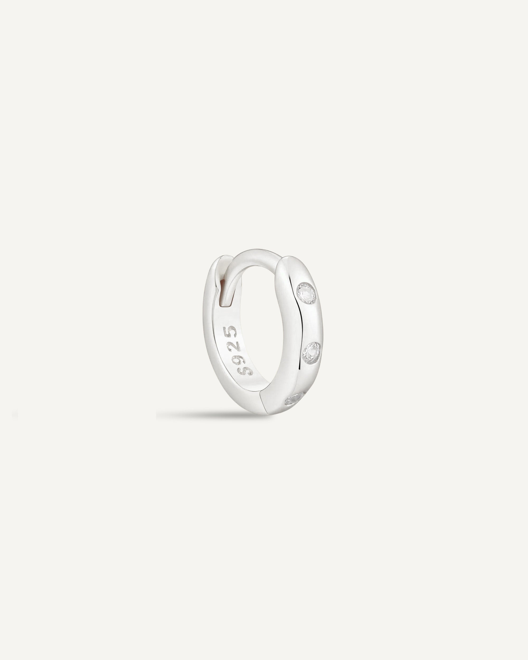 Essential Crystal Dainty Huggies In Silver