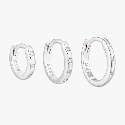 Essential Crystal Dainty Huggies In Silver