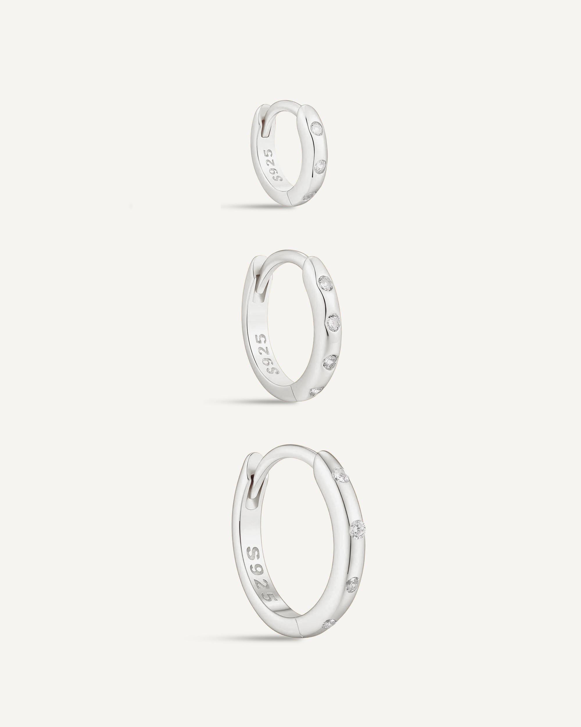 Essential Crystal Dainty Huggies In Silver